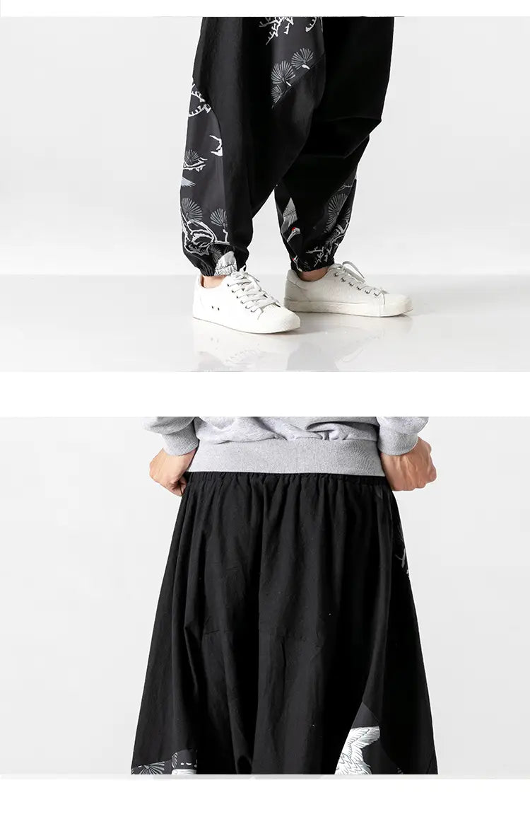 Chinese style crotch big crotch patchwork pants