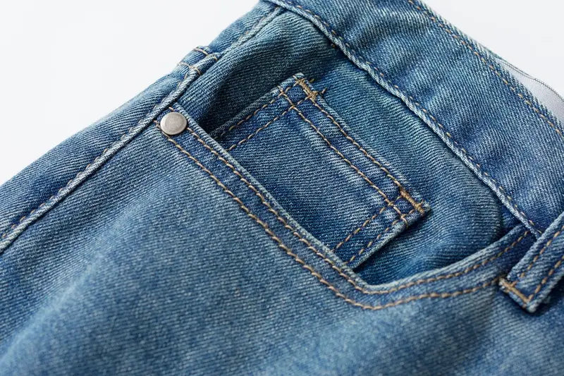 Men’s Dismantling Patch Lace Destroyed Old Slim-fitting Pants