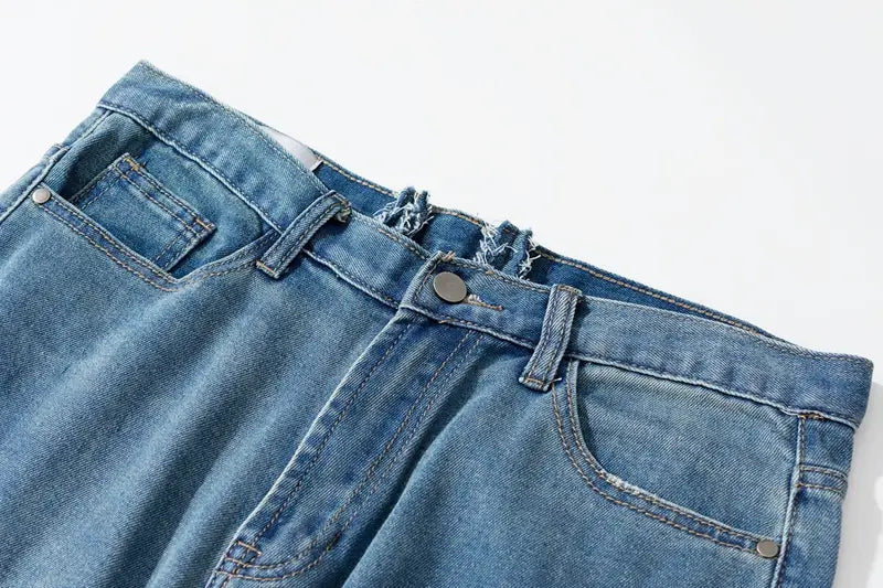 Men’s Dismantling Patch Lace Destroyed Old Slim-fitting Pants