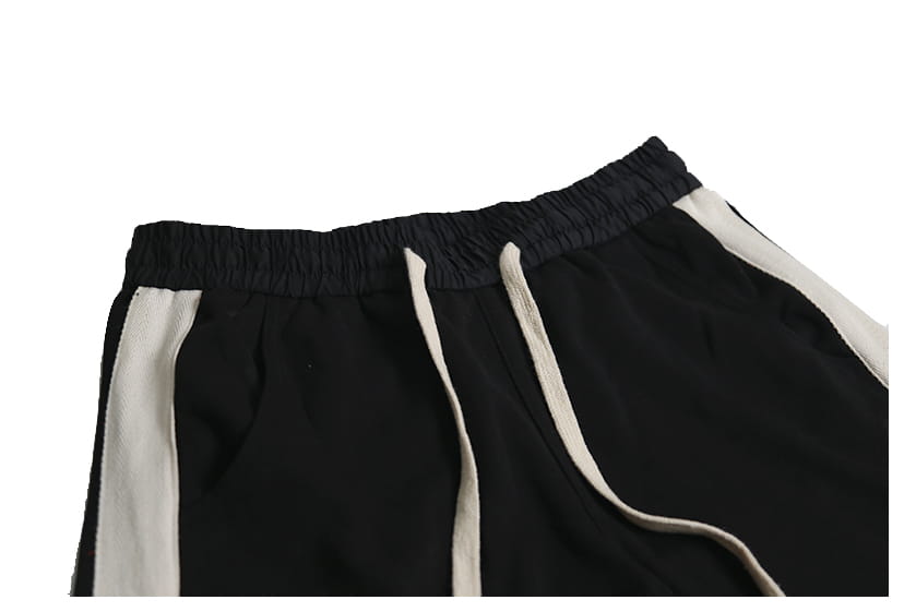 White Edge Woven Belt Large Pocket Zipper Casual Pants