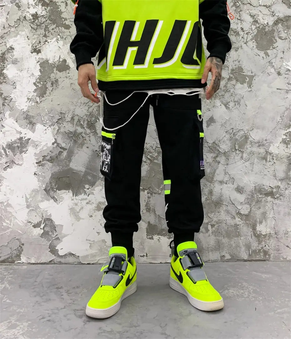Pocket Letter Printed National Tide Harem Pants