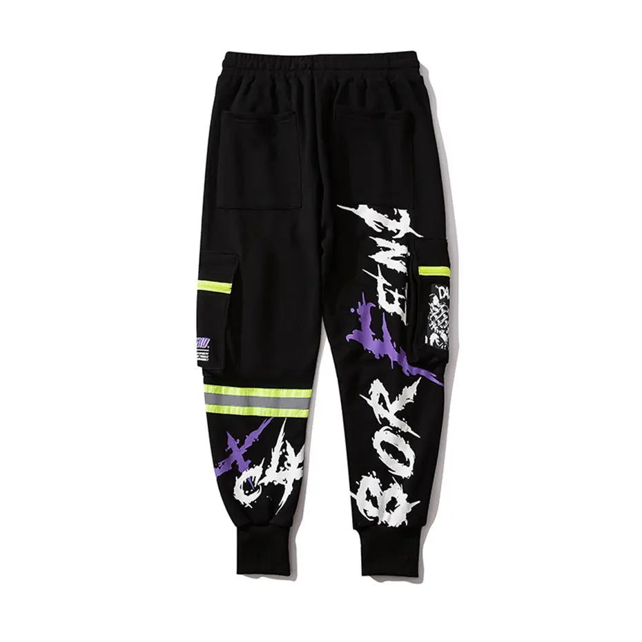 Pocket Letter Printed National Tide Harem Pants