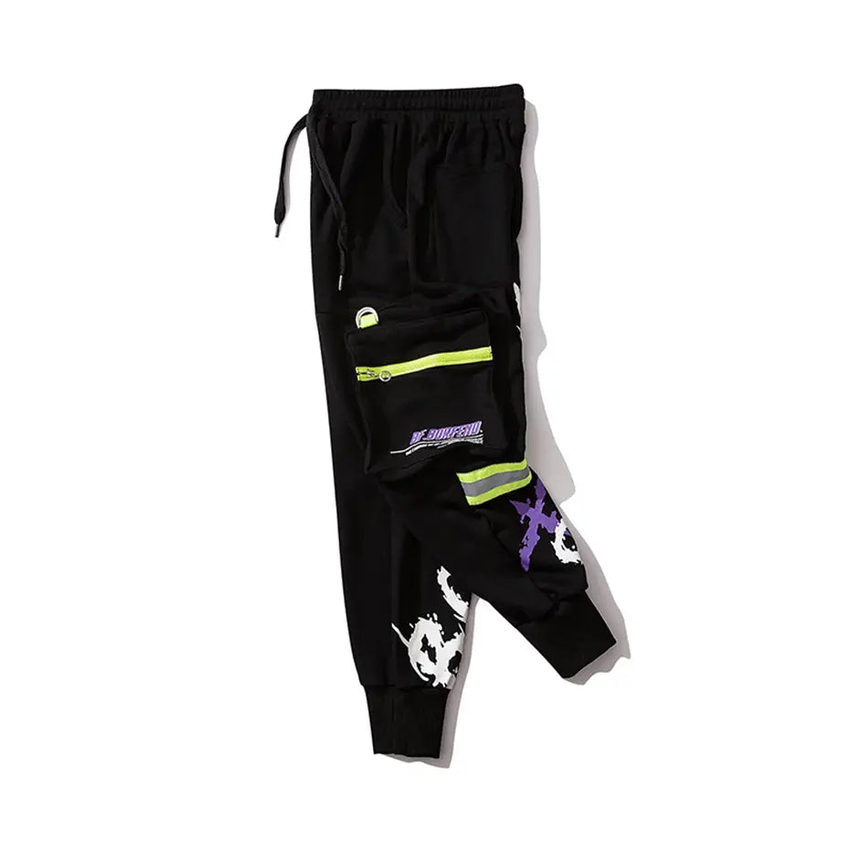 Pocket Letter Printed National Tide Harem Pants