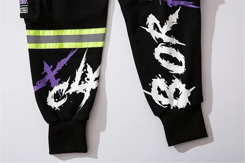 Pocket Letter Printed National Tide Harem Pants