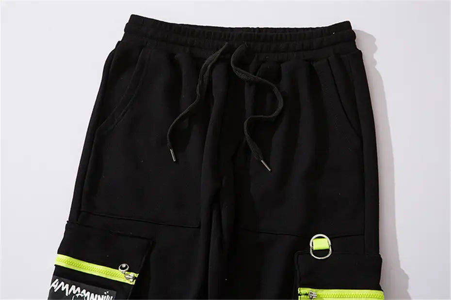 Pocket Letter Printed National Tide Harem Pants