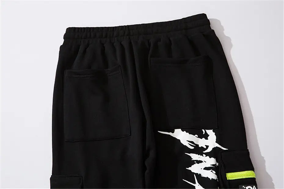 Pocket Letter Printed National Tide Harem Pants