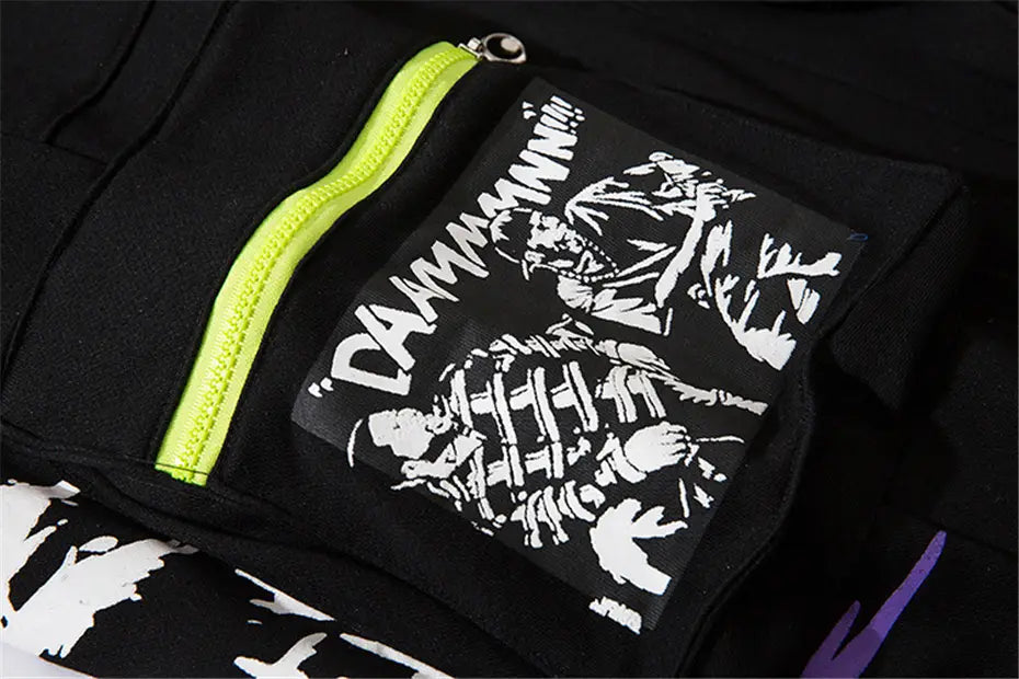 Pocket Letter Printed National Tide Harem Pants