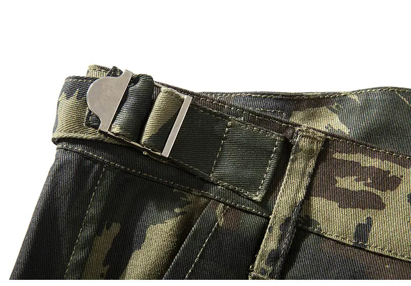 Multi-pocket camouflage straight pants