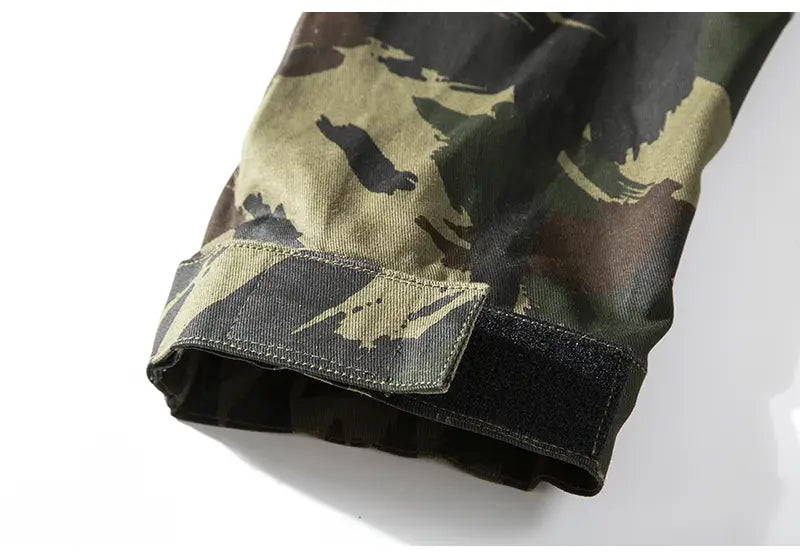 Multi-pocket camouflage straight pants
