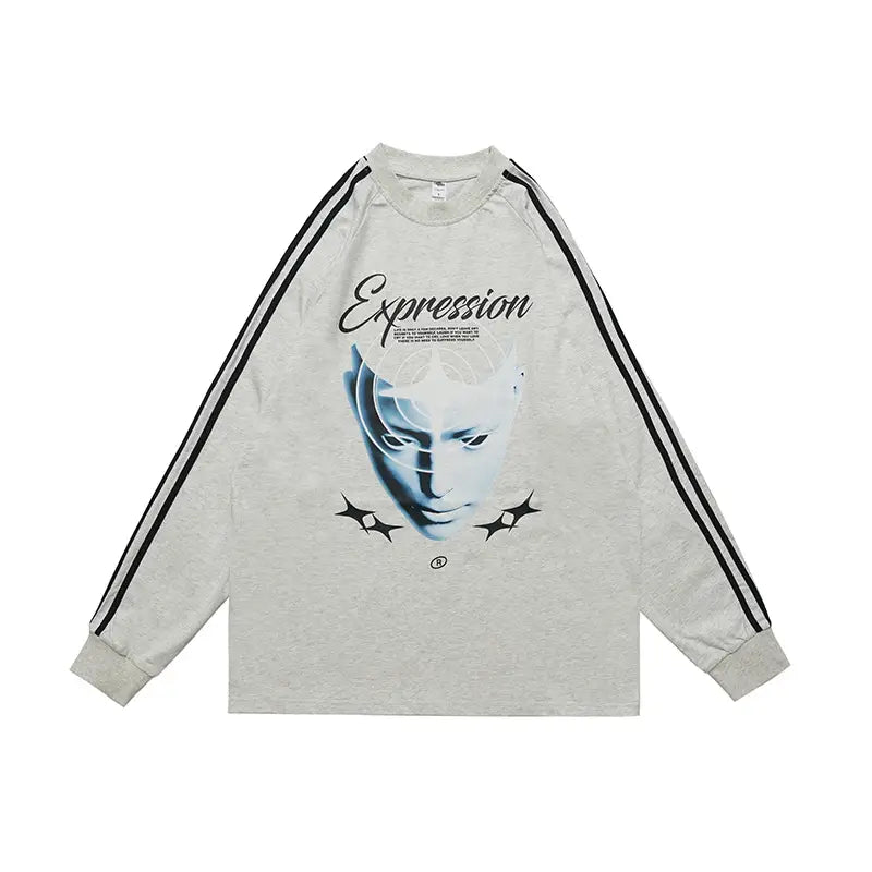 Heavy Pure Cotton Portrait Letter Printed Loose Long Sleeves