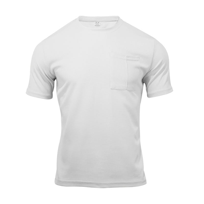 Waffle Round Neck Pocket Short-sleeved Shorts Casual Sports Suit