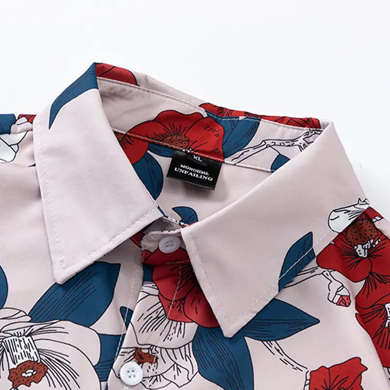 Hong Kong Style Flower Shirt Men’s Seaside Vacation