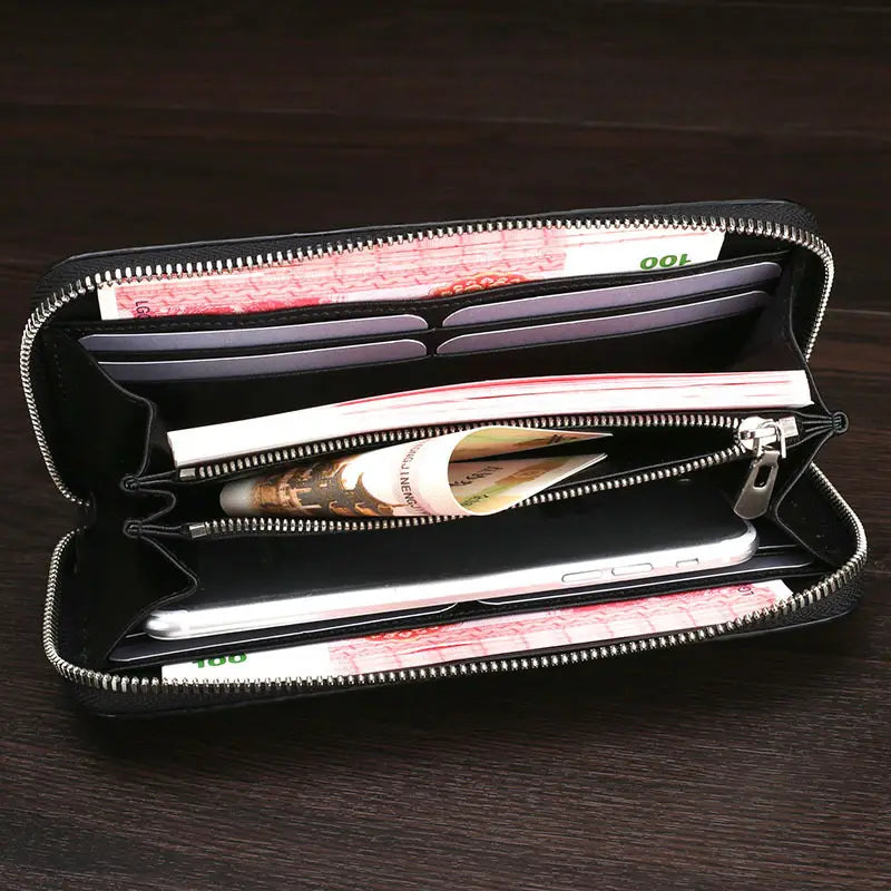 Skin Bone Leather Wallet Men’s Long Hand