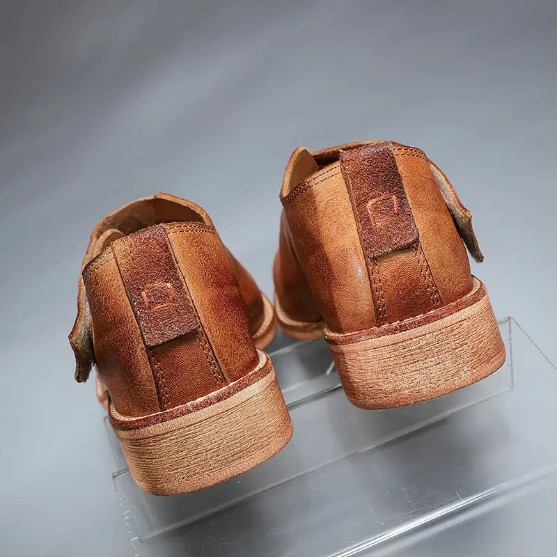 Women’s Top Layer Cowhide Leather Sole Heightened Casual Large Scalp Shoes
