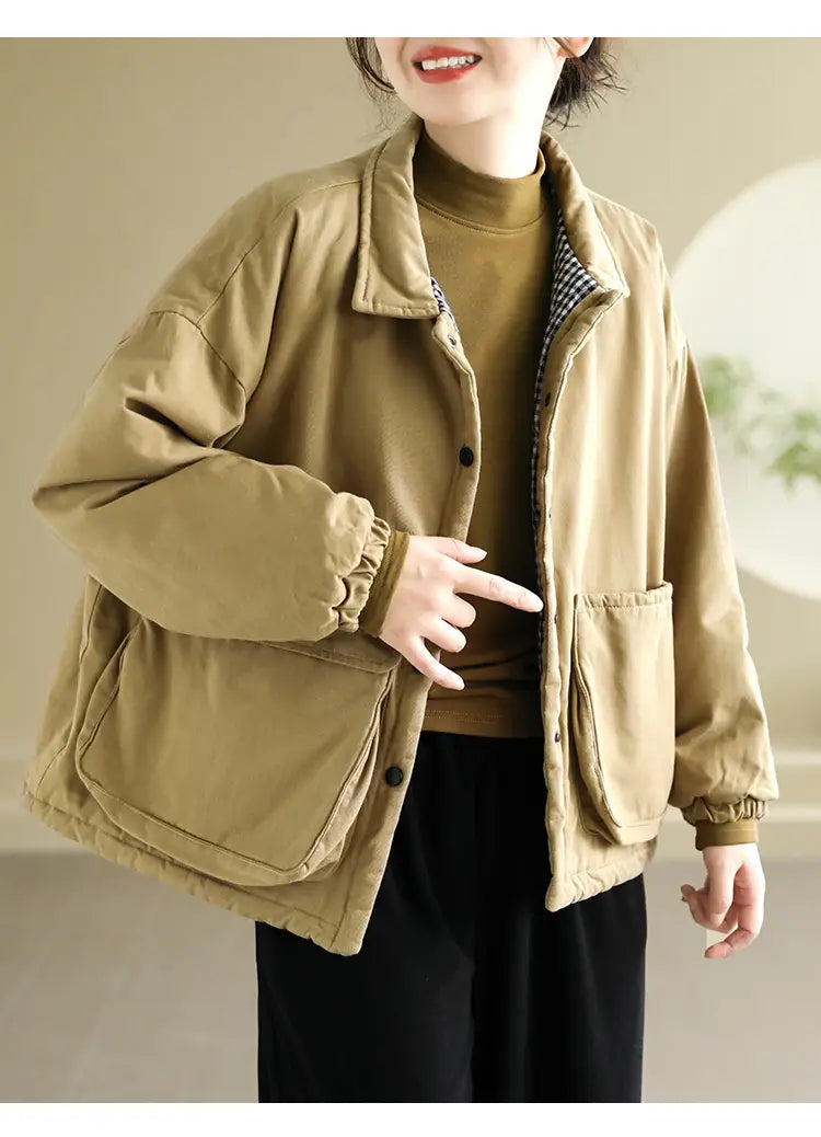 Women’s Thickening Plus Size-pocket Loose And Warm Cotton-padded Jacket