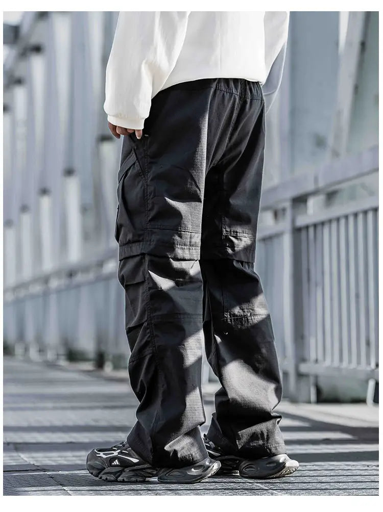 Straight Cargo Pants Men’s Multi-pocket Paratrooper Pants