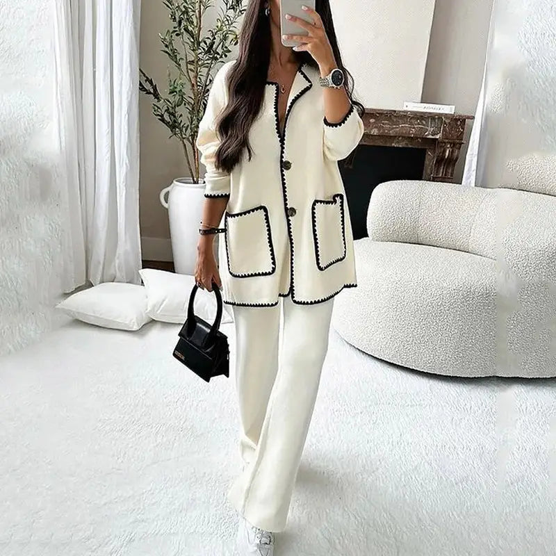 Women’s Suit Fashion Casual Loose Solid Color Two-piece Set