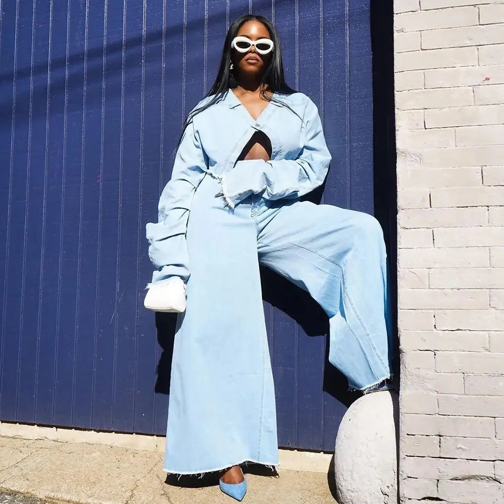 Casual Loose Denim Suit Two-piece Women’s Clothing