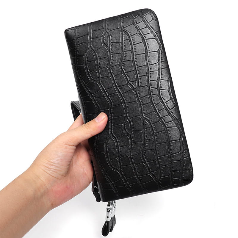 Men’s Leather Long Zipper Multiple Card Slots Wallet