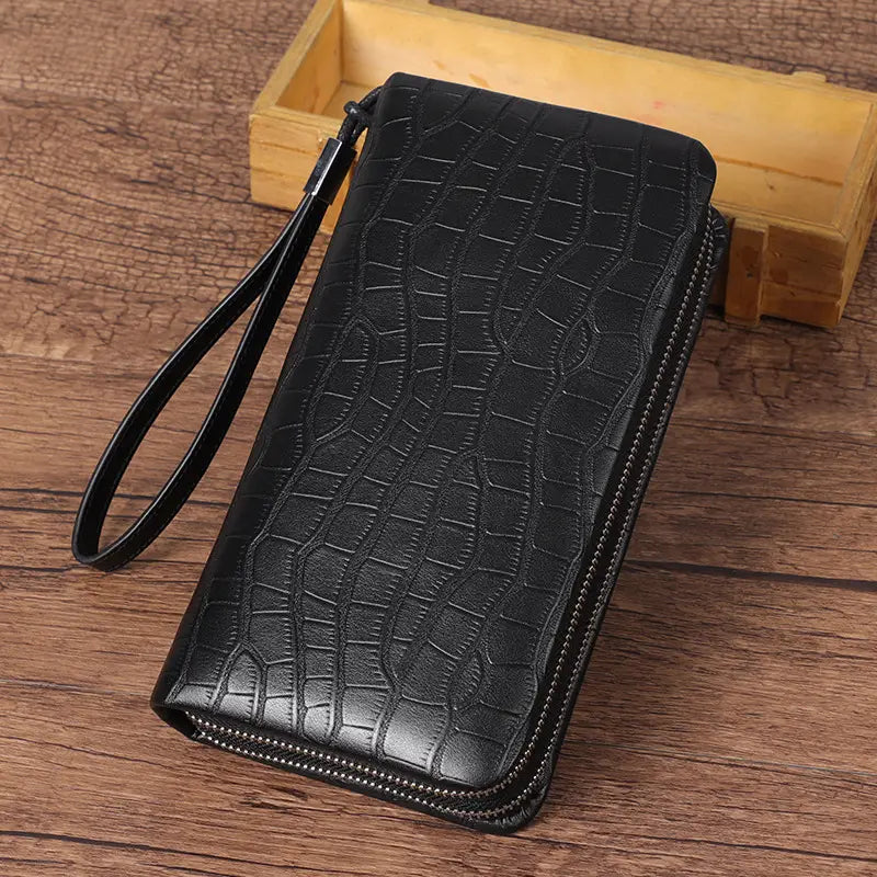 Men’s Leather Long Zipper Multiple Card Slots Wallet