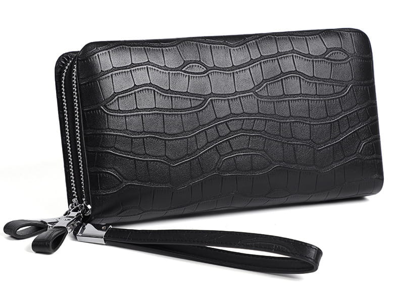Men’s Leather Long Zipper Multiple Card Slots Wallet