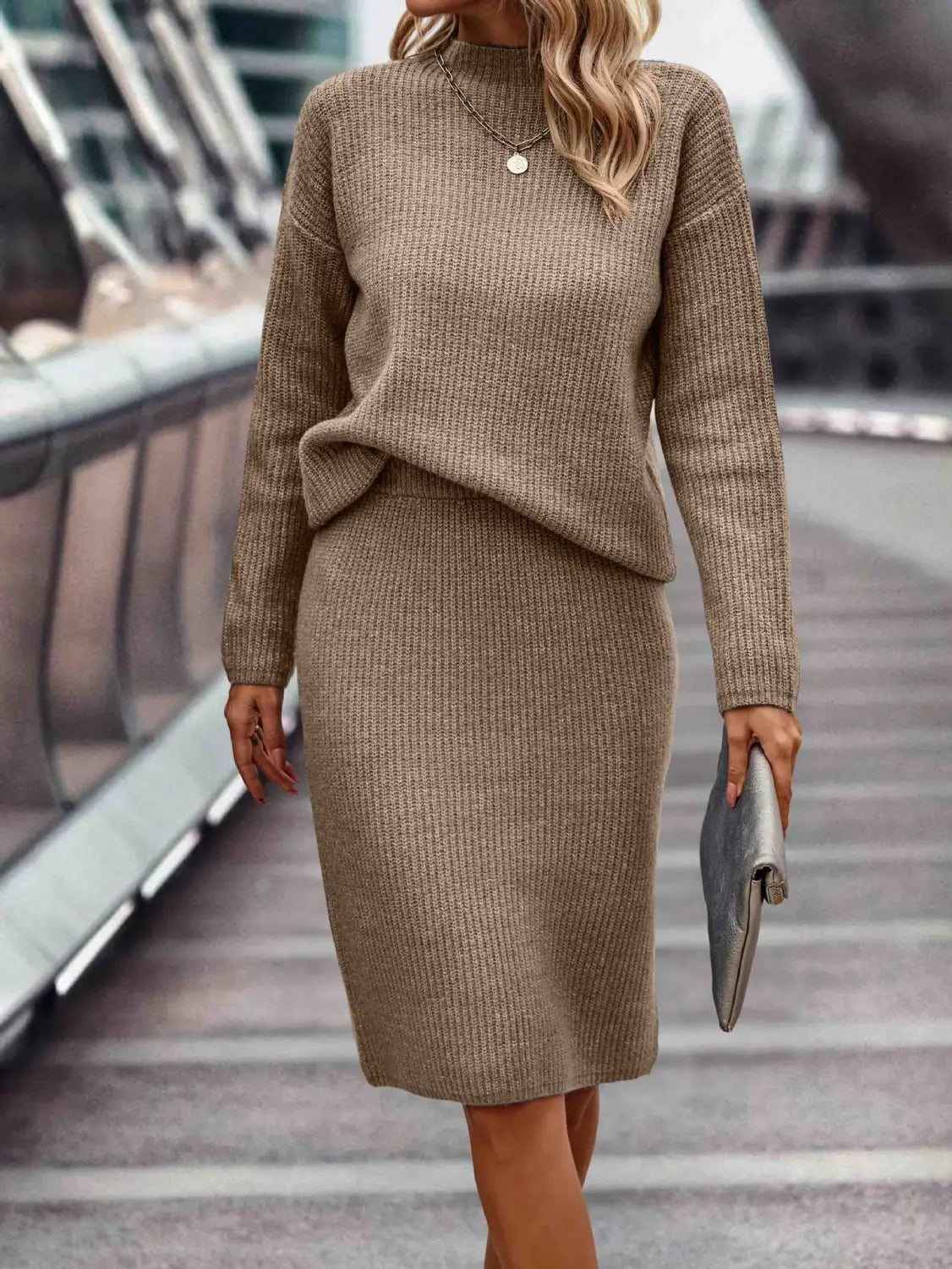 Sleek Solid Color Style Navy Blue Long Sleeve Set