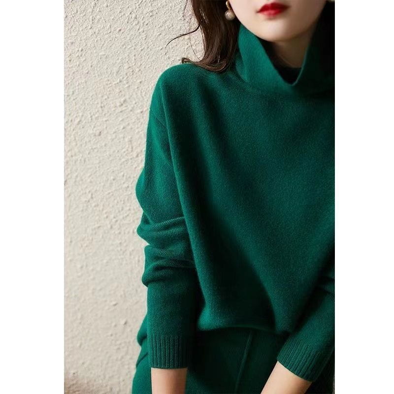 French Socialite Graceful And Fashionable Sweater Set Women’s Sweater Skirt Turtleneck Two-piece Set