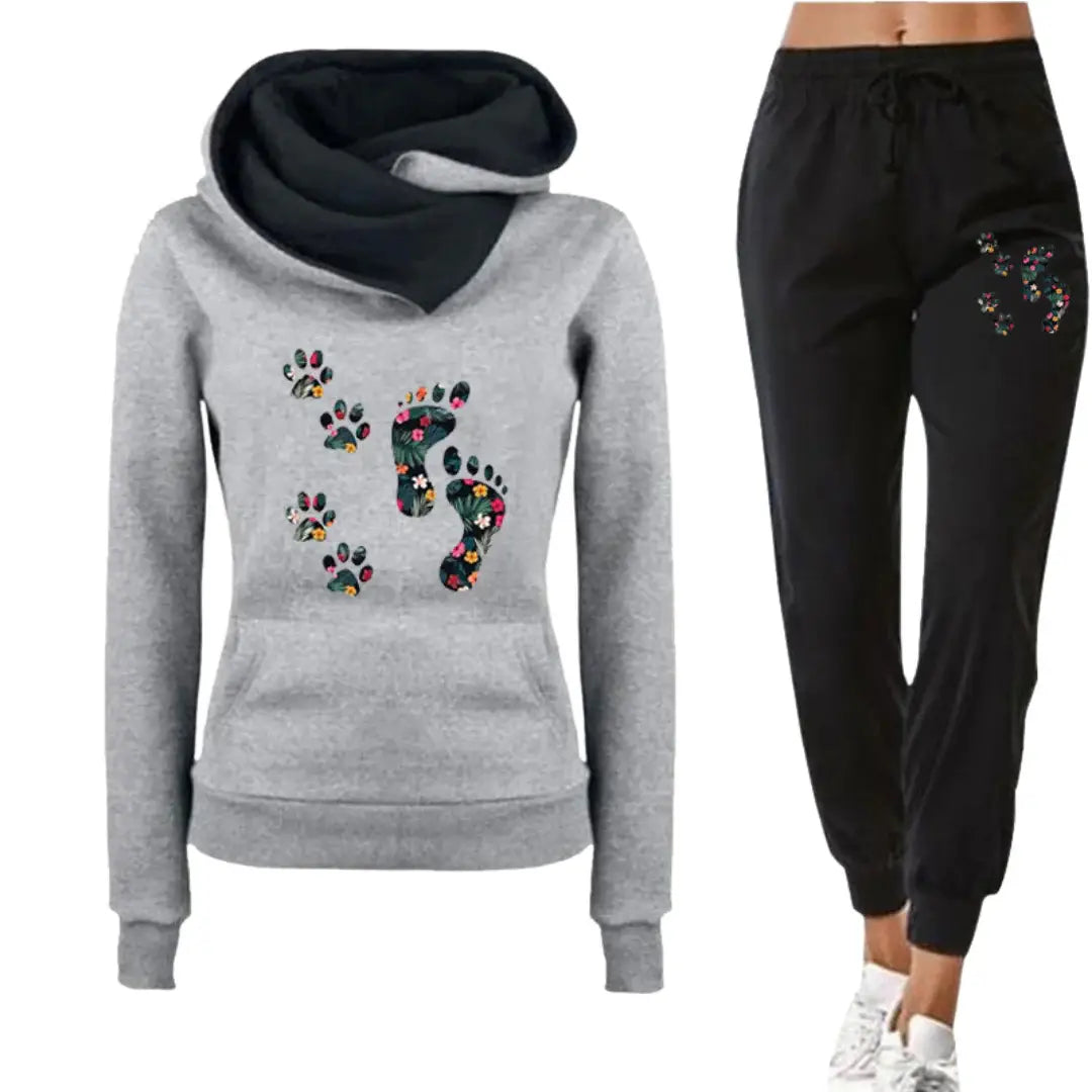 Leisure All-matching Hoodie Flower Big Feet Fun Women’s Sweater Suit