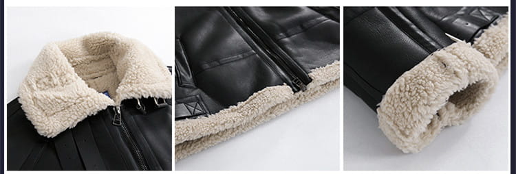 Men’s Fleece Padded Collar Lambskin Leather Jacket