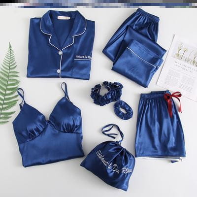 Silky Dreams Ice Silk Seven-Piece Pajama Set