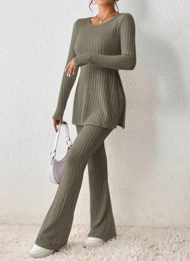 Polyester Women’s Clothing Solid Color Casual Slim New Fashion Women Elegant Outfit