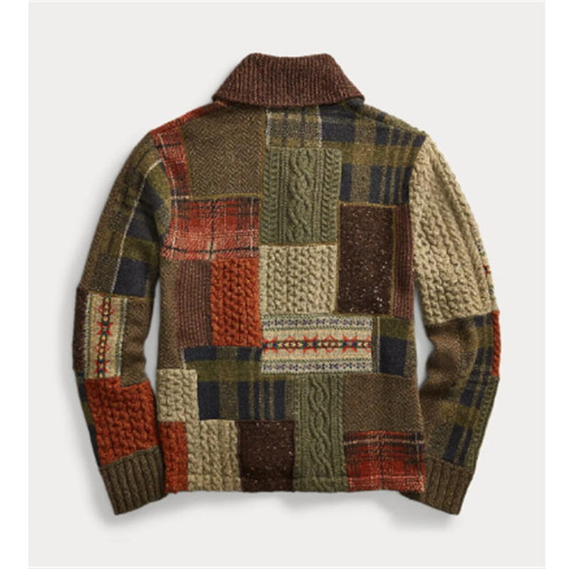 Patch Color Matching Sweater Casual Cardigan Coat