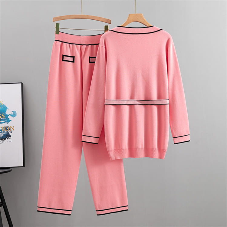 Winter Knitted Cardigan Wide-leg Pants Suit Women’s