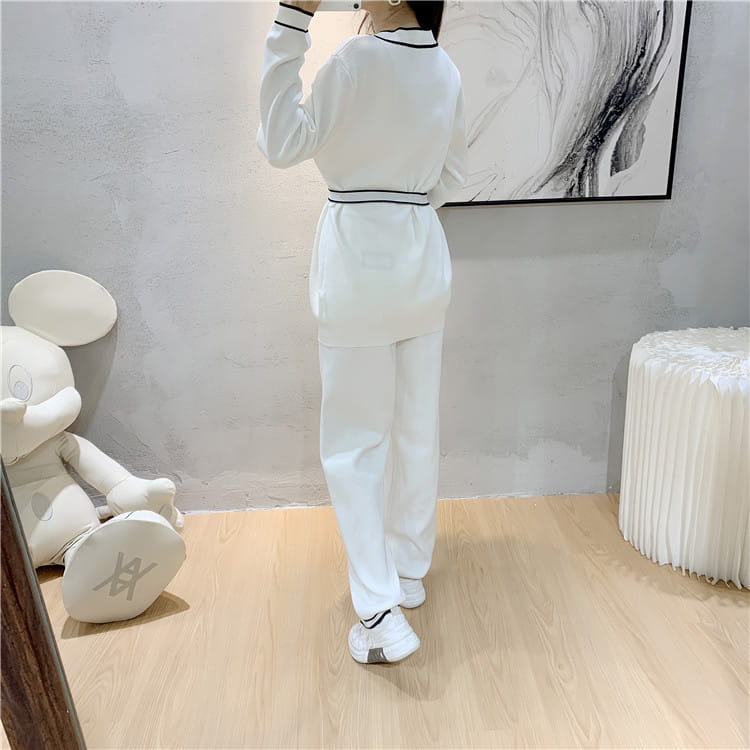 Winter Knitted Cardigan Wide-leg Pants Suit Women’s