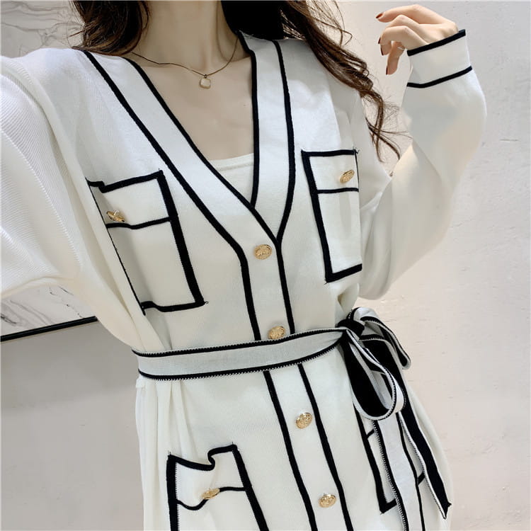 Winter Knitted Cardigan Wide-leg Pants Suit Women’s