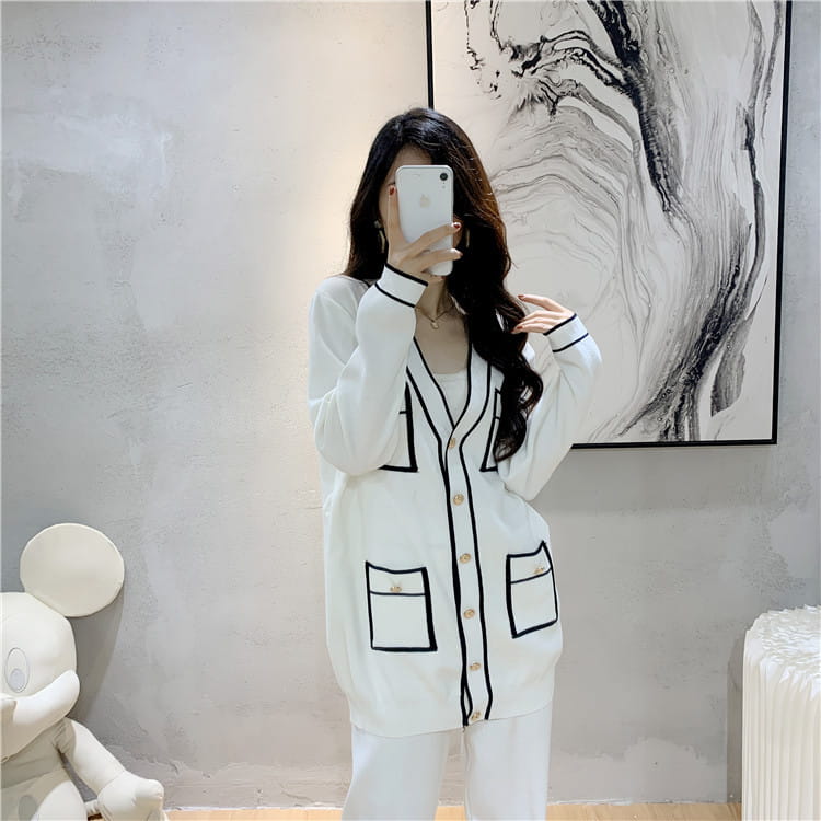 Winter Knitted Cardigan Wide-leg Pants Suit Women’s