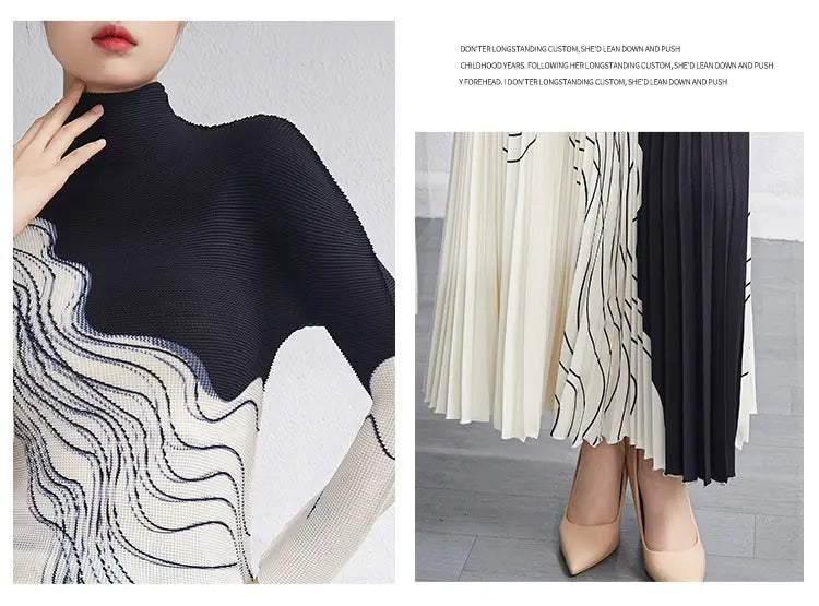 High-grade Printed Curve Top Age-reducing Skirt Suit