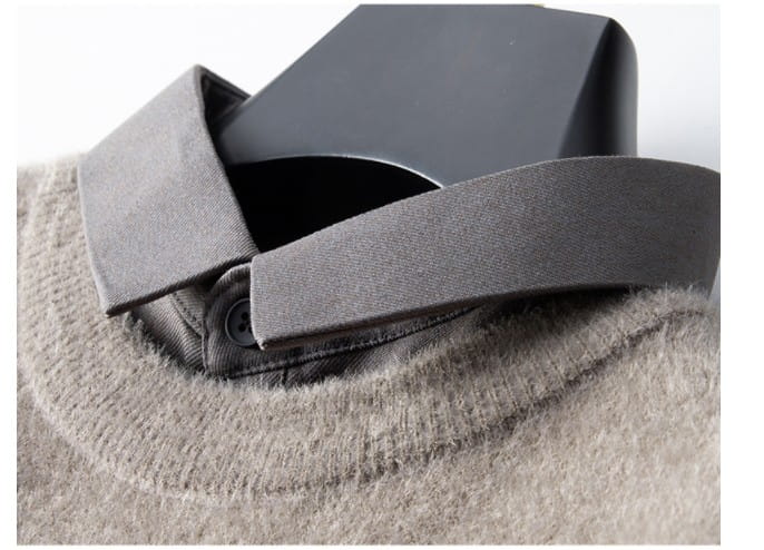 Men’s Diamond Block Fake Two-piece Imitation Mink Bottoming Shirt