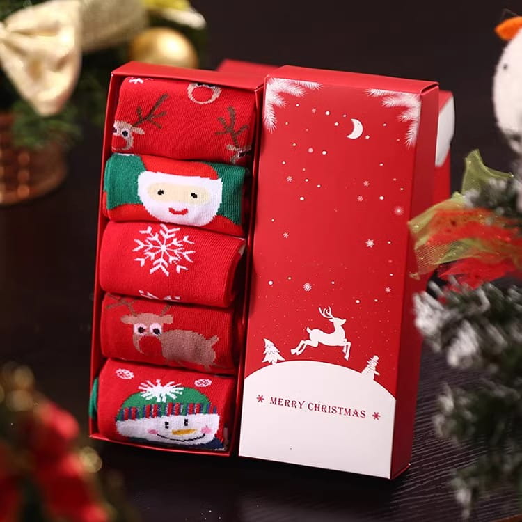 Christmas Pure Cotton Medium Tube Socks Gift Box