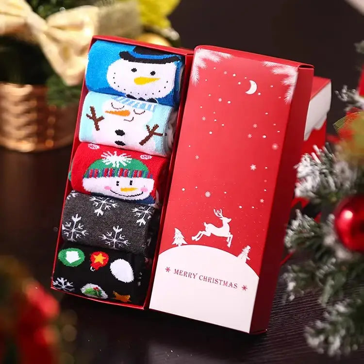 Christmas Pure Cotton Medium Tube Socks Gift Box
