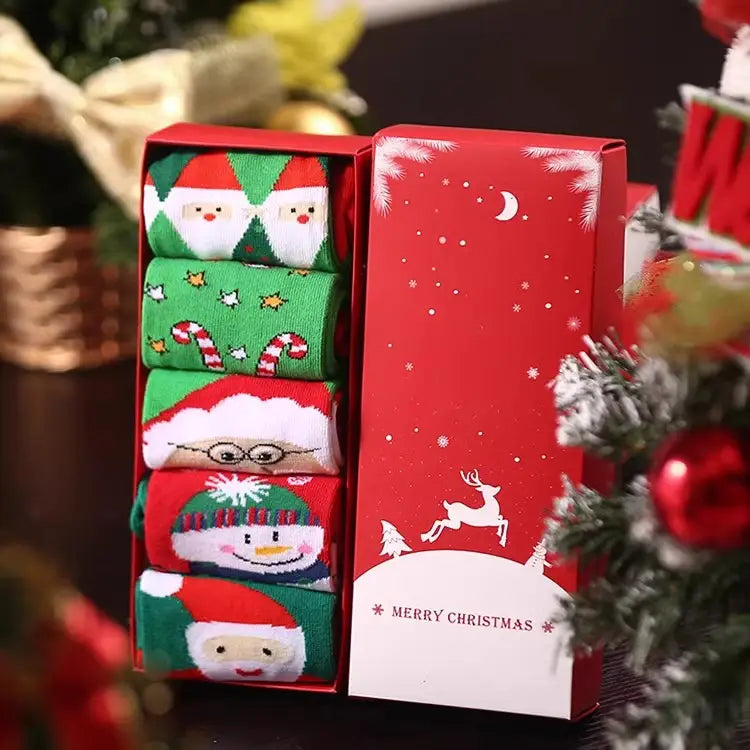 Christmas Pure Cotton Medium Tube Socks Gift Box