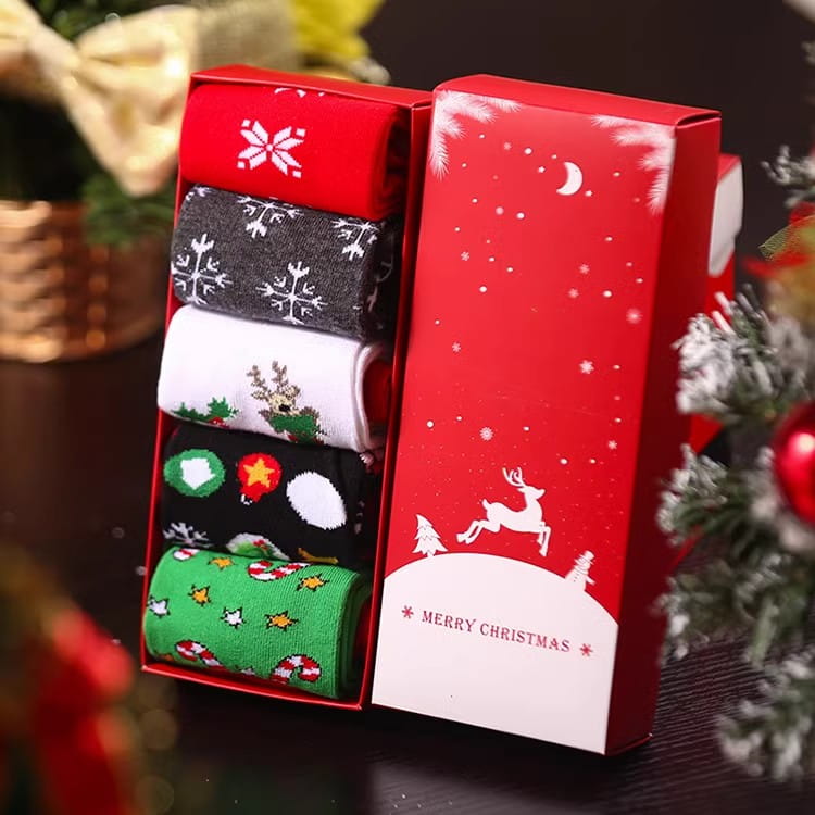 Christmas Pure Cotton Medium Tube Socks Gift Box