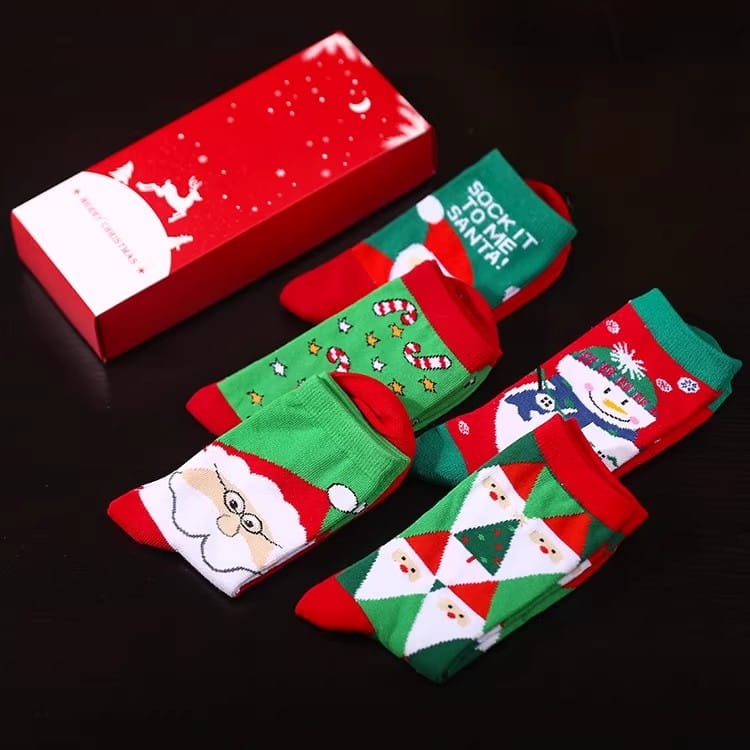 Christmas Pure Cotton Medium Tube Socks Gift Box