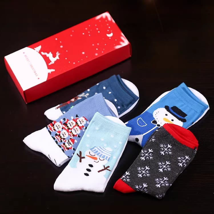 Christmas Pure Cotton Medium Tube Socks Gift Box