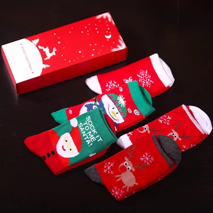 Christmas Pure Cotton Medium Tube Socks Gift Box