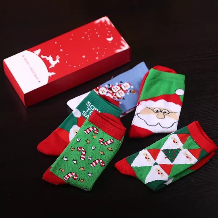 Christmas Pure Cotton Medium Tube Socks Gift Box