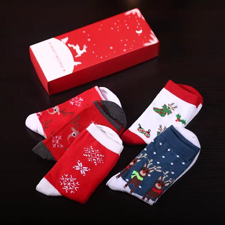 Christmas Pure Cotton Medium Tube Socks Gift Box
