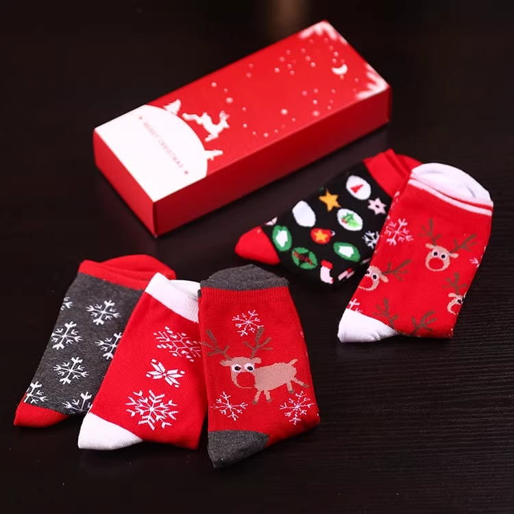 Christmas Pure Cotton Medium Tube Socks Gift Box