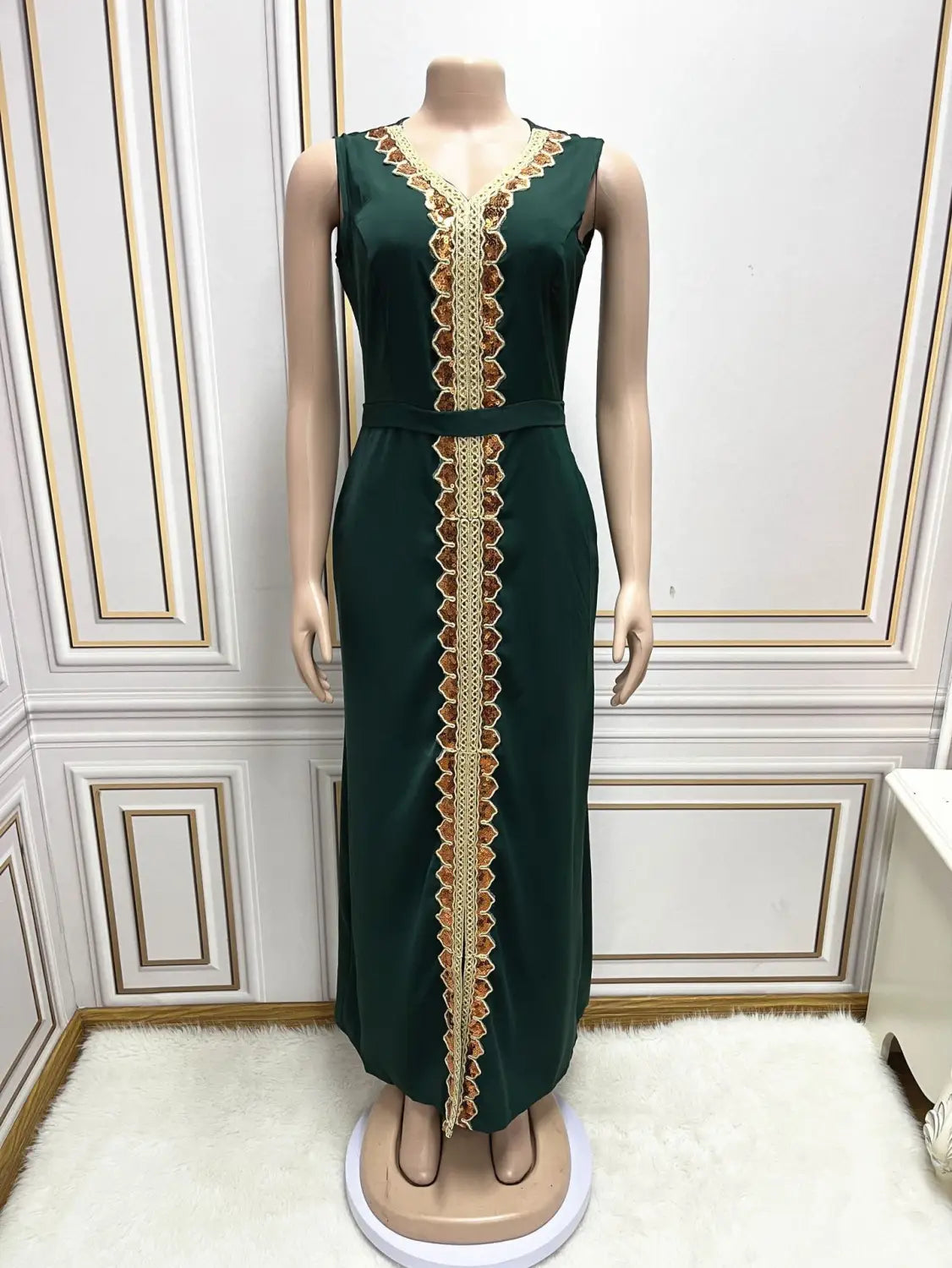 Middle East Muslim Women’s Wear Sequined Gown Suit Dress Cape Robe