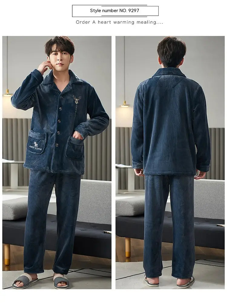 Men’s Winter Flannel Pajamas Suit